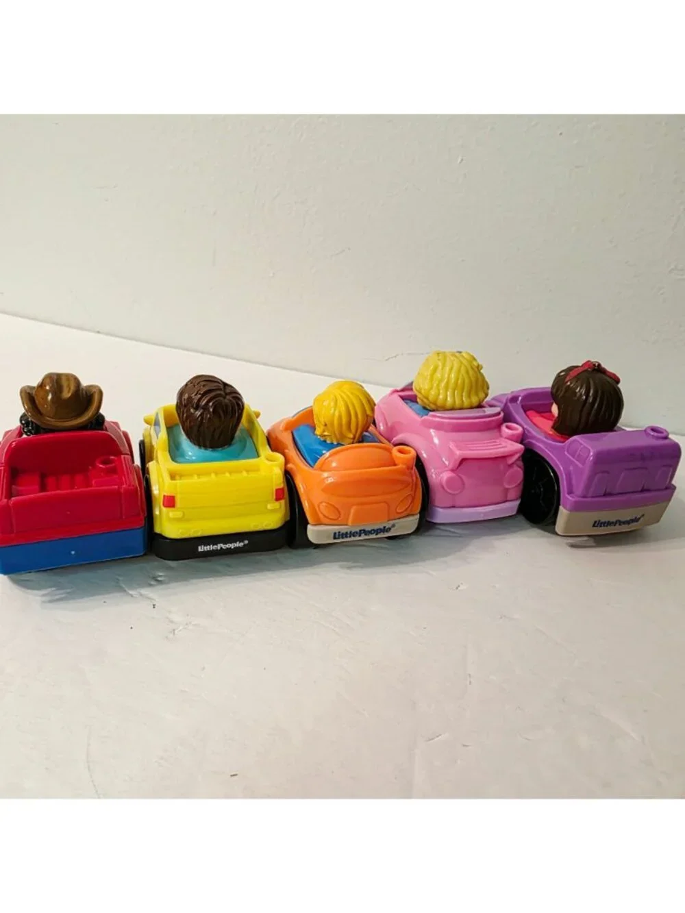 5 Little People Wheelies Race Car Pink Purple Orange Red Yellow Cars